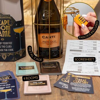 The Great Gatsby Champagne Escape Room Game, 2 of 8