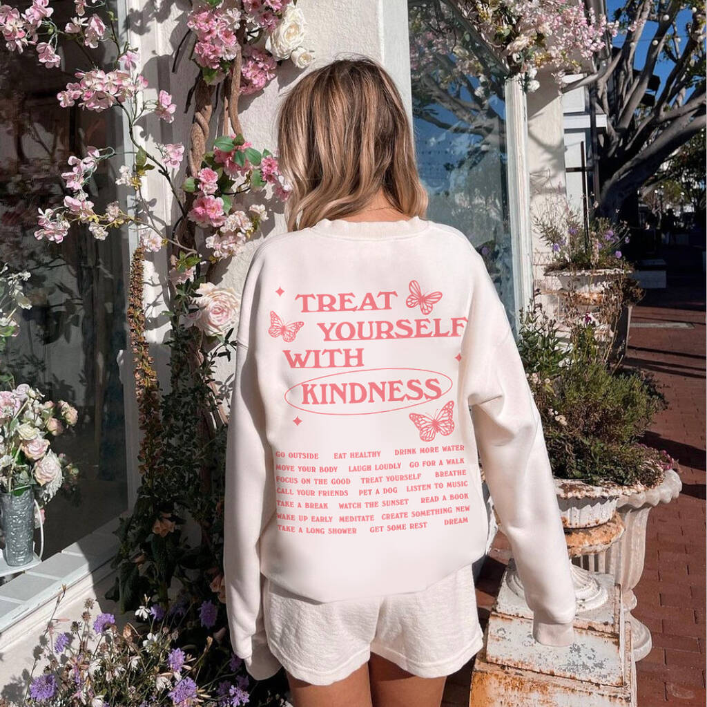 'Treat Yourself With Kindness' Trendy Retro Sweatshirt, 1 of 6