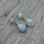 Larimar Earrings: Silver, Blue Gemstone Teardrop, thumbnail 4 of 6