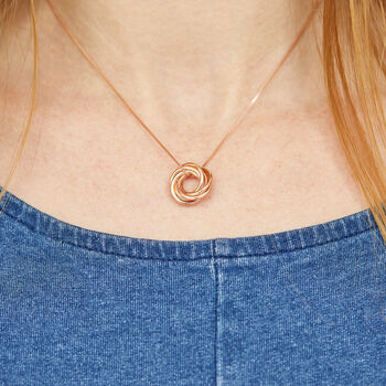 Rose Gold Plated Knot Of Friendship Ring Necklace, 2 of 4