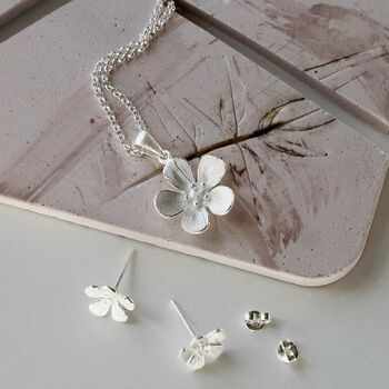 Sterling Silver Wildflower Pendant Necklace, 2 of 5