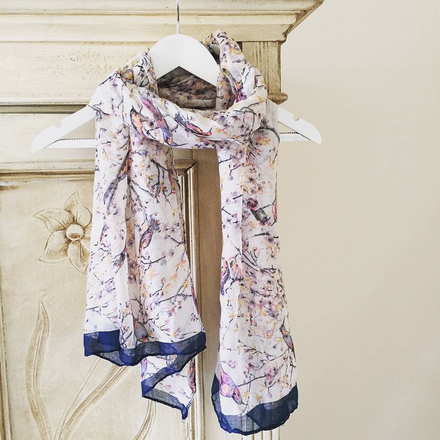 Floral Bird Print Scarf By Law and Co.