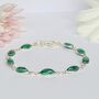 Solid Silver Bracelets With Natural Malachite Gemstones, thumbnail 1 of 4