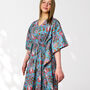 Bright Blue And Pink Floral 100% Cotton Kaftan, thumbnail 3 of 7