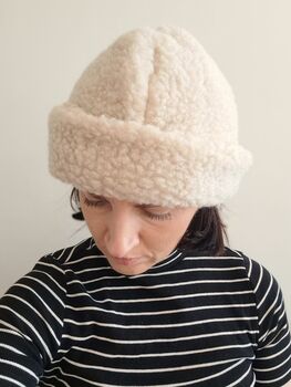 Pure Merino Wool Beanie Hat In Pastel Beige, 3 of 5