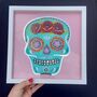 Day Of The Dead, Sugar Skull Reverse Glass Gold Leaf, thumbnail 5 of 8