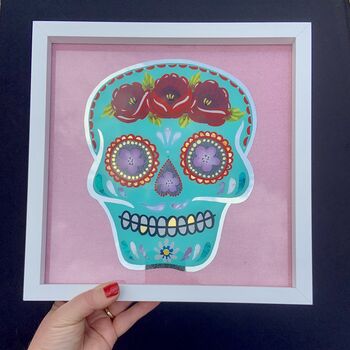 Day Of The Dead, Sugar Skull Reverse Glass Gold Leaf, 5 of 8