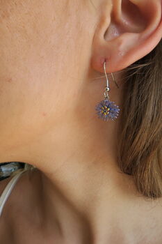 Aster Blue Flower Drop Earrings, 2 of 6