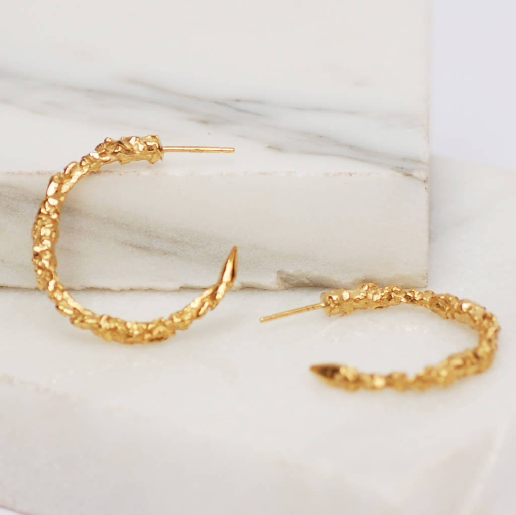Large Gold Thorn Hoop Earrings, 1 of 3