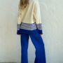 Blue Free Size Long Sleeve Knitted Women's Co Ord Set, thumbnail 4 of 5