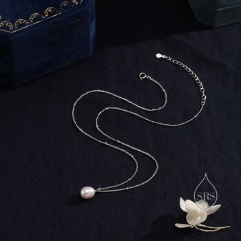 Natural Oval Pearl Necklace With A Satellite Chain, 5 of 10