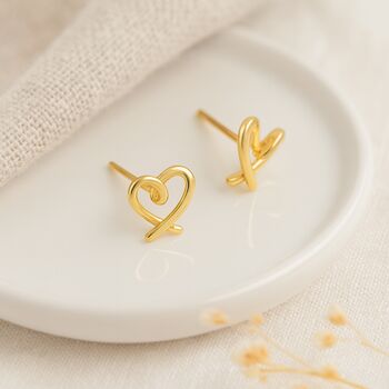 Gold Plated Sterling Silver Forever Heart Stud Earrings – 6mm, 4 of 6