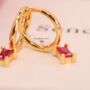 Ruby Baguette Hoop Earrings July Birthstone Gift For, thumbnail 2 of 6