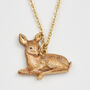 Resting Fawn Gold Chain Necklace, thumbnail 3 of 8