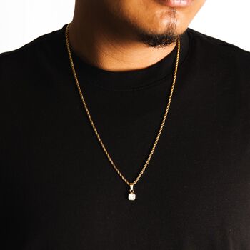 Black Gemstone Necklace White Pearl Gem Pendant Necklace For Men, 5 of 10