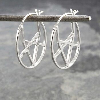 Geometric Round Gold Plated Silver Hoop Earrings, 4 of 8