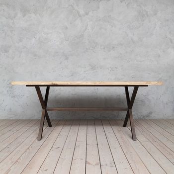 Chelsea X Shaped Live Edge Oak Dining Table, 2 of 4