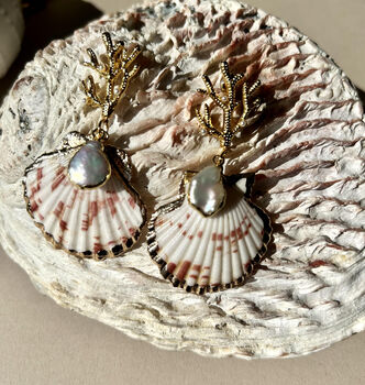 Boroque Pearl Real Shell Statement Earrings, 4 of 5