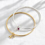 Italic Initial And Birthstone Charm Bangle, thumbnail 3 of 7