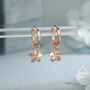 Sterling Silver Tiny Plumeria Flower Huggie Hoop Earrings, thumbnail 2 of 11