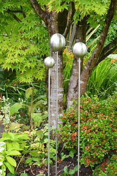 Set Of Three Stainless Steel Silver Garden Ornaments, 2 of 6