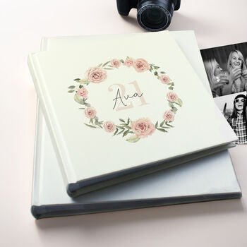 Personalised Floral Wreath Square Photo Album, 2 of 7