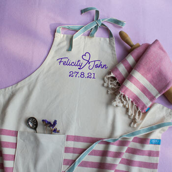Personalised Cotton Apron, Tea Towels, Anniversary Gift, 6 of 12