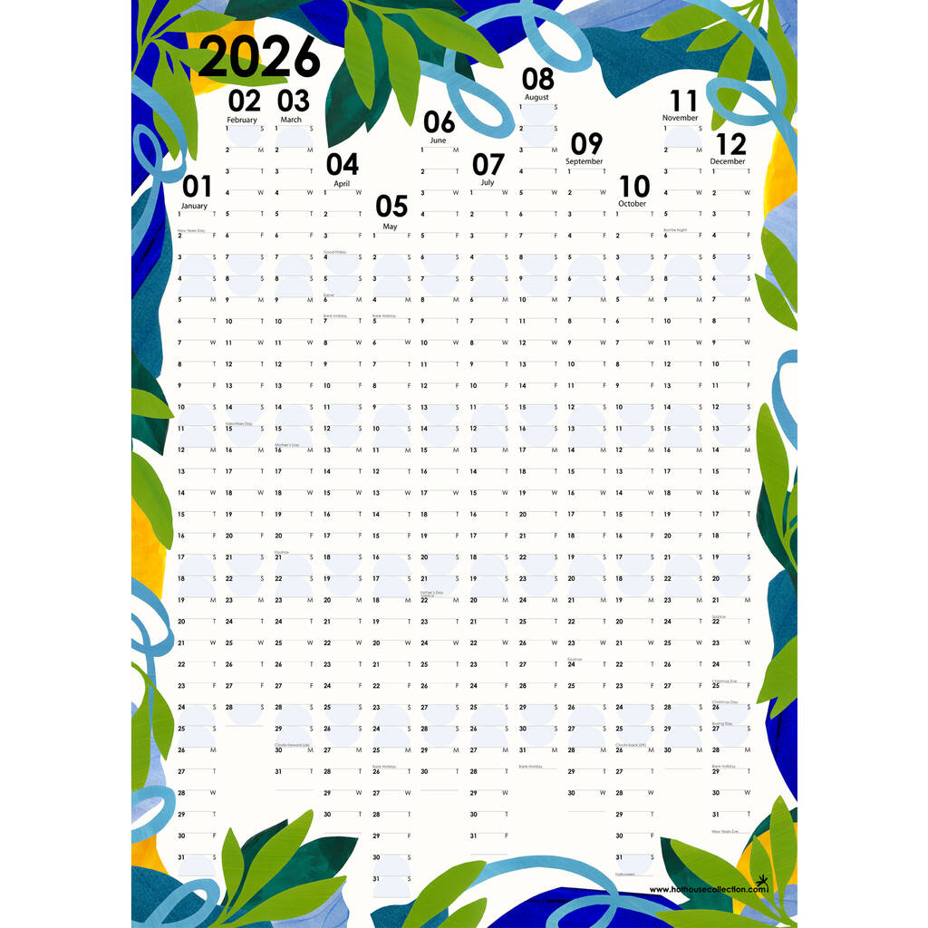 2026 Botanical Design Calendar, Portrait Wall Planner, 1 of 4