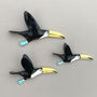 Set Of Three Handmade Ceramic Flying Toucans, thumbnail 2 of 2