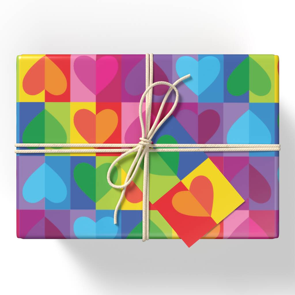 Colourful Love Heart Wrapping Paper, 1 of 3