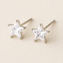 Sterling Silver Small Cubic Zirconia Star Stud Earrings, thumbnail 1 of 7