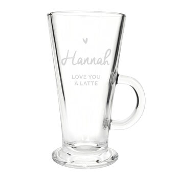 Personalised Heart Latte Glass Coffee Mug, 3 of 3
