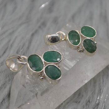 Emerald Pendant: Sterling Silver, May Birthstone, 2 of 8