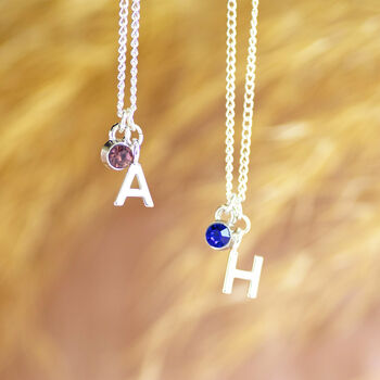 Child's Silver Plated Initial And Birthstone Necklace, 7 of 10