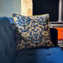 Luxury Velvet Cushion Summer Navy Blue And Gold Optional Piping, thumbnail 2 of 6