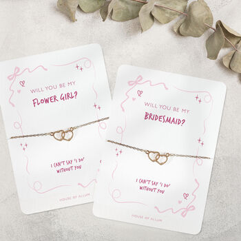 Bridesmaid Proposal Gift Will You Be My Bridesmaid Pink Bow Card Bracelet Gift, 9 of 9