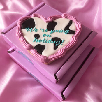 Personalised Retro Heart Iced Biscuit In Cow, 3 of 3