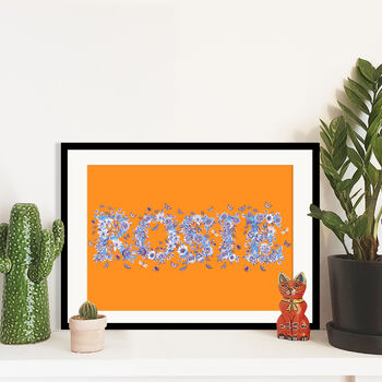 Personalised Colourful Floral Name Print, 6 of 6