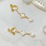 Lucky Clover Pearl Clip Earrings, thumbnail 1 of 5