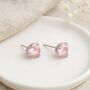 Sterling Silver Pink Heart Cz Stud Earrings – 7mm, thumbnail 3 of 4