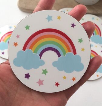 Round Rainbow Coaster Or Set Of Six Rainbow Coasters, 3 of 10
