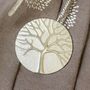 Navy Mulberry Tree Of Life Scarf And Magnetic Brooch, thumbnail 2 of 5