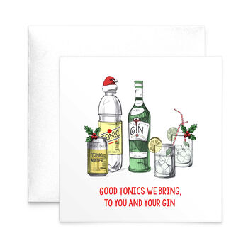'Good Tonics' Funny Gin Christmas Card, 2 of 2