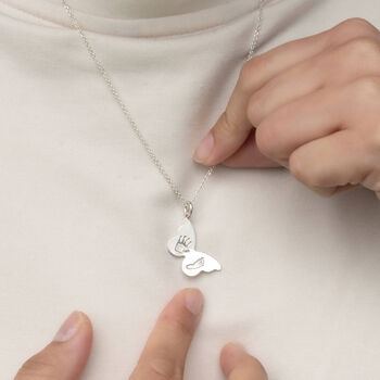 Silver Handprint And Footprint Butterfly Necklace, 2 of 7