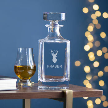 Personalised Classic Stag Square Glass Decanter, 3 of 4