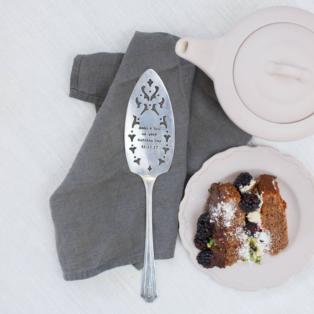 Personalised Vintage Cake Slice, Knife And Forks By La de da! Living