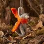 Bunny With Orange Scarf Fair Trade Handmade Easter Felt, thumbnail 1 of 4