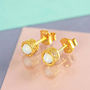Opal October Birthstone Gold Plate Silver Stud Earrings, thumbnail 1 of 4