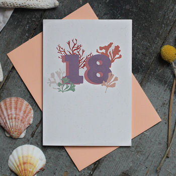 Eco Friendly Corals 18th Birthday Age Card, 2 of 2