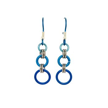 Hypoallergenic Blue Titanium Drop Earrings, 2 of 3